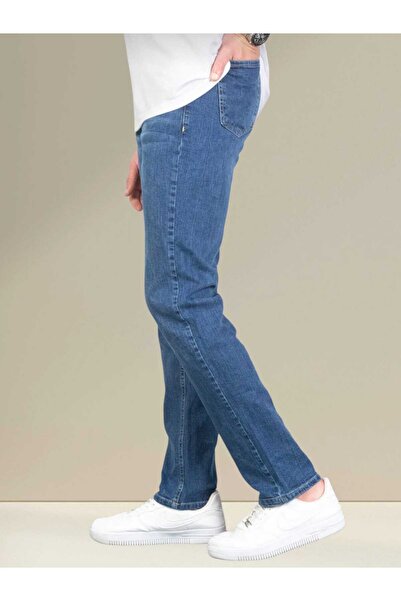 G GOLEND Erkek Regular Fit Boru Paça Esnek Likralı Denim Jeans Kot Pantolon