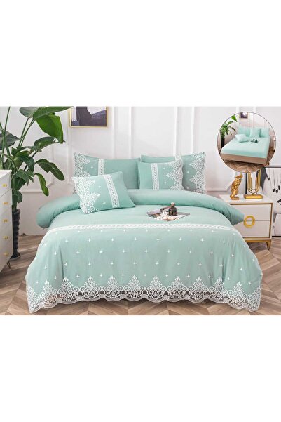 trendyhome Premium Fine Cotton Bed Linen 6 Pieces – Elegant Embroidery, Lace ...