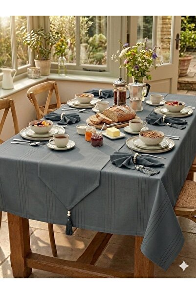 Sfr Home by FİSKOS Carmen Dining Table Cloth Set for 12 People 26 Pieces