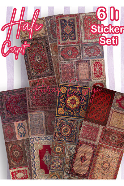 Hiras Dizayn 6-Piece Ethnic Authentic Carpets Red Sticker Set Decorative Labe...