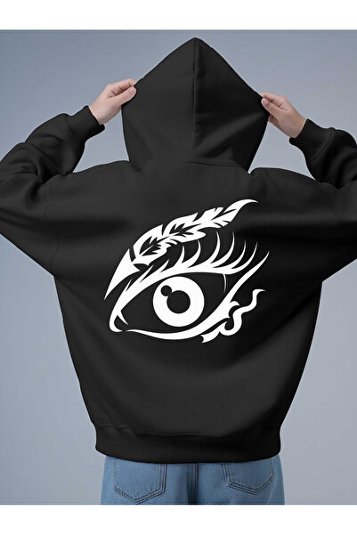 ibibik moda Eye Printed Women/Men Unisex Oversized Hooded 3-Thread Gray Sweat...