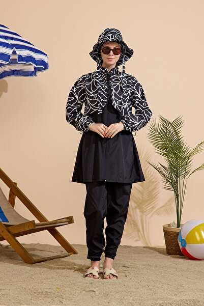 GAVLİA Women's Hijab Swimsuit 3-Piece Set - Full Coverage with Zipper..