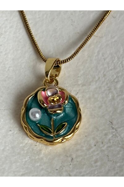 BHR AKSESUAR Gold Pearl Flower Tiny Necklace (45 cm)