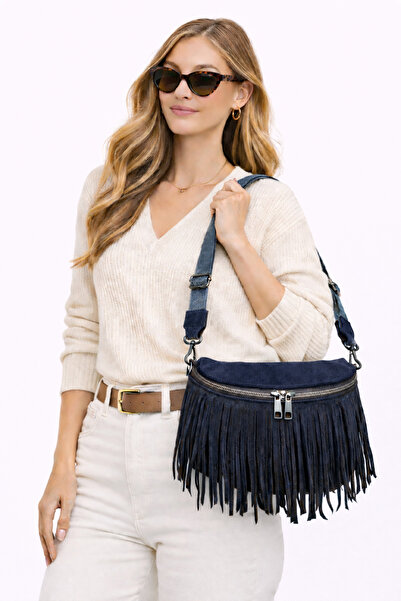 HBS Suede Tassel Strap Bag – Everyday Use, Stylish Design, Adjustable Strap a...