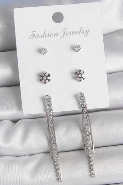 Ebijuteri النحاس الذهب اللون الزركون حجر استرخى زهرة التفاصيل 3 أزواج مجموعة ...