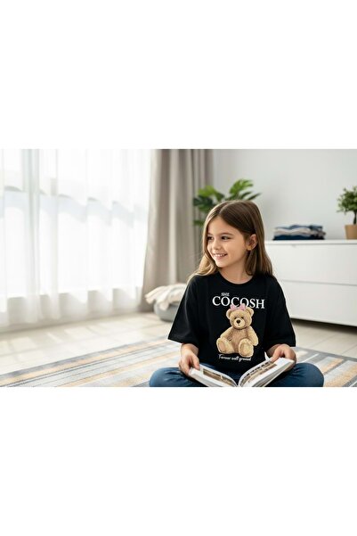 RYZE ÇOCUK Cocosh Printed Crop Tshirt Black