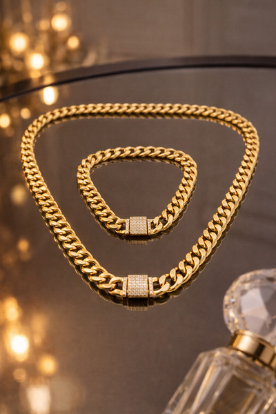 XUPING JEWELRY Premium Gold Zirkon Taşlı Kolye & Bileklik Seti – Lüks Işıltı ...