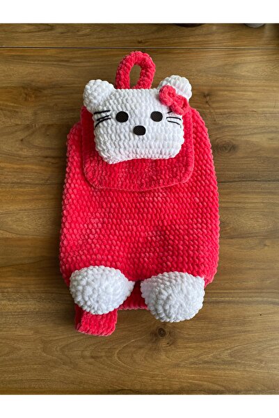 Nexa Doğaltaş Kadife El Örgüsü Hello Kitty Çoçuk Sırt Çantası