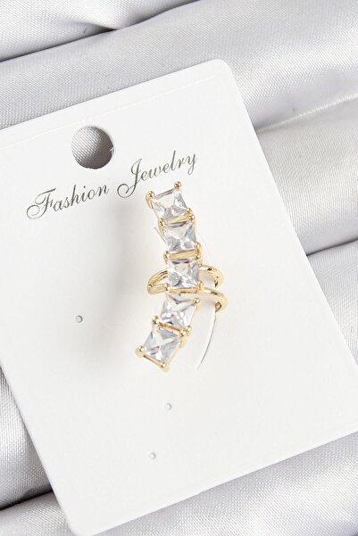 Ebijuteri Brass Zircon Stone Model Gold Color Right Cartilage Earring