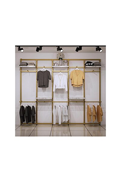MD Vİtrin Dekorasyon Gold Mağaza Raf Sistemi, Askılık Sistemi, Butik Rafı, Ma...