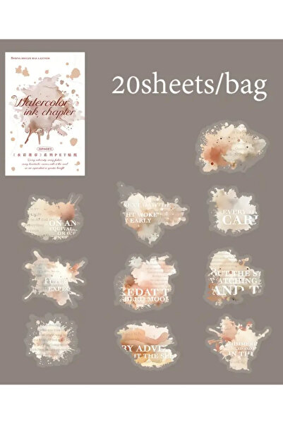 Kolbi Craft 20Pcs Transparent Coffee Watercolor Sticker Bullet Journal Scrapb...