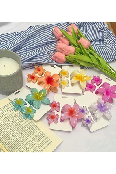 SELUVİA 3’lü Renkli Lotus Çiçeği Mandal Toka | 1 Büyük 9 cm + 2 Küçük 4 cm | ...