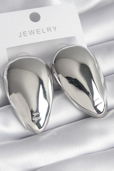 Clariss أقراط نسائية نحاسية فضية اللون موديل اللوز