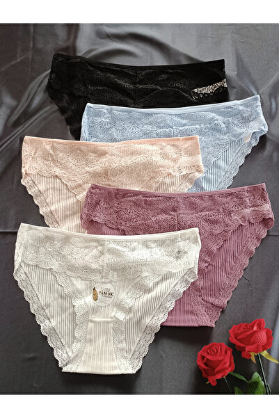 Papatya İstiridye Dantelli Jakar Detaylı Kadın İç Giyim Külot ( Renk ve Beden...