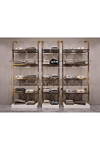 MD Vİtrin Dekorasyon GOLD KAPLAMA Mağaza Raf Sistemi, Askılık Sistemi, Butik ...