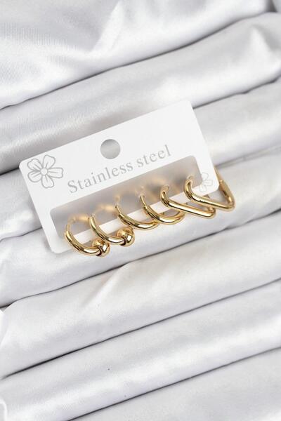 Generic Brand 316L Steel Gold Color Women's Earring Set