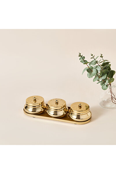 Lifestyle طقم معدني من 4 قطع من الأطباق والصواني