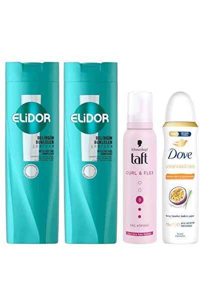 Elidor Şampuan Belirgin Bukleler 400 ml 2 Adet + Taft Curl and Flex Köpük 150...
