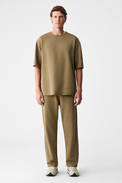 GRIMELANGE Easy Men's Cotton Crew Neck Elastic Waist Drawstring Double Pocket...