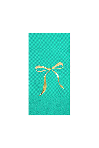 Story مناديل ورقية ملونة باللون الفيروزي مقاس 33 × 33 سم، مزينة بشريط على شكل...