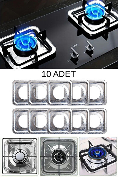Privo 10 Adet Kare Ocak Üstü Yağ Koruyucu Alüminyum Levha 23x23 cm Isıya Daya...