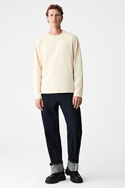 GRIMELANGE GRAVS Erkek %100 Pamuklu Yumuşak Kumaşlı Yuvarlak Yakalı Uzun Koll...