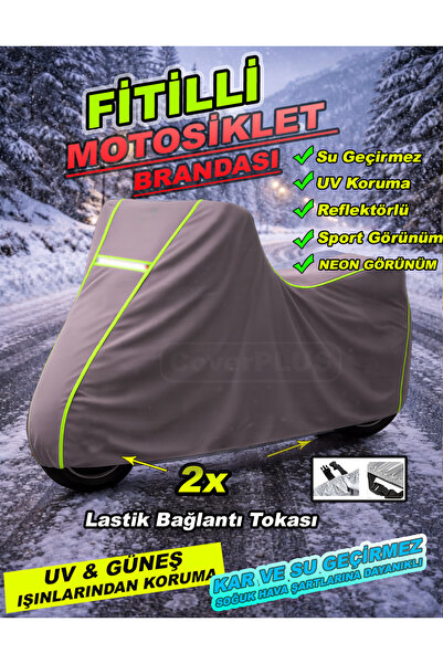 CoverPlus غطاء محرك دراجة نارية Stmax Nett 50 مع شريط عاكس أخضر، غطاء دراجة ن...