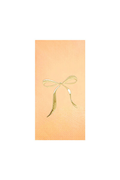 Story 33X33 cm Gold Foil Bow Ribbon Patterned 16-Piece Beige Colored Paper Na...