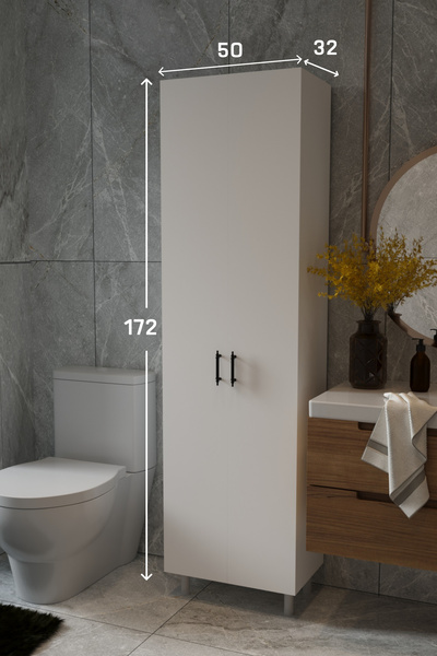 BELMO Titan 8 Raflı 2 Kapaklı Çok Amaçlı Dolap Mutfak Banyo Kiler Erzak Dolabı
