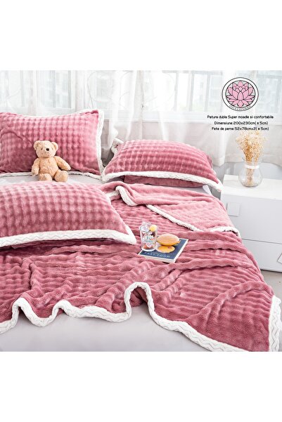 trendyhome Premium Super Soft Double Blanket 200x230 cm – Set with Pillowcase...