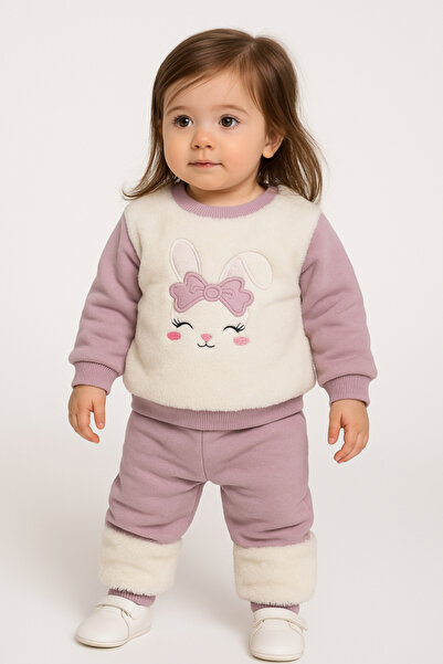 Bebelul Fluffy Set with Top and Pants for Babies - Rabbit