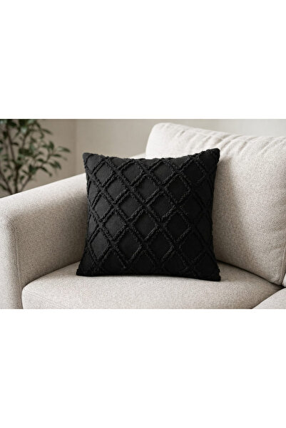Alpateks Home غطاء وسادة مزين بشراشيب حديثة باللون الأسود الفحمي مقاس 43 × 43...