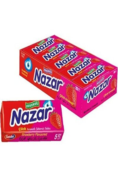 SAADET NAZAR 5'li Çilek Aromalı Şekersiz Sakız 10'Lu Paket
