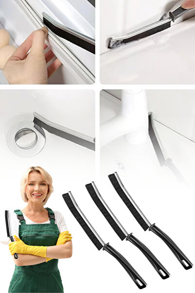 homika dekorasyon 3 قطع فرشاة تنظيف رفيعة للمساحات الضيقة بين البلاط في الحما...