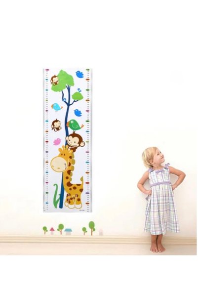 mertyavm Sticker Boy Meter Children's Room Wall Decoration Cute Giraffe and Friends Waterproof
