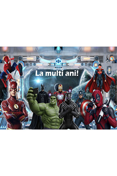 VIODESIGN Birthday photo wallpaper, self-adhesive, Superheroes, multicolor, 8...