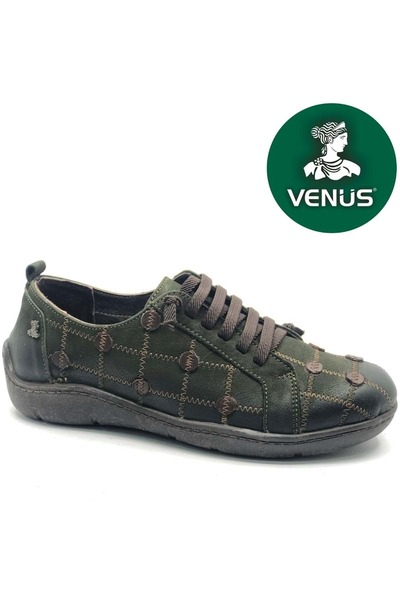 Venüs Riwgin Genuine Leather Orthopedic Women's Casual Shoes Green