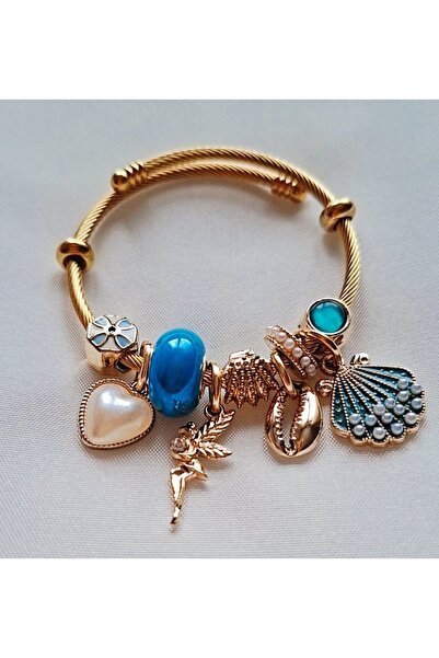 Ankı Silver Model Stylish Bracelet with Pearl and Mussel Charm White