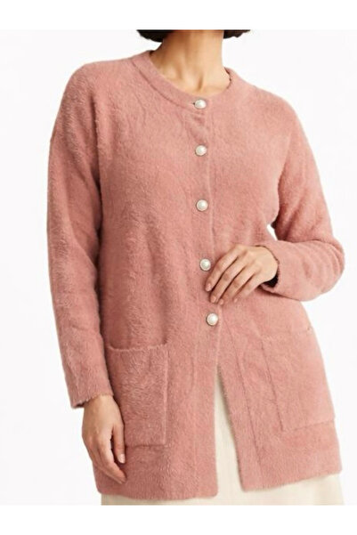 tiriTEK TRİKO Crew Neck Soft Knit Cardigan / Dried Rose