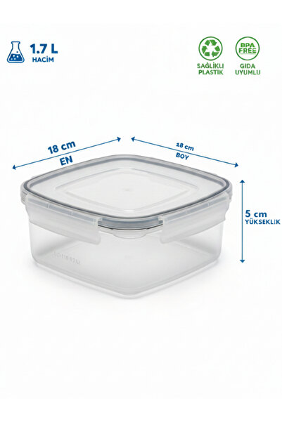 CALVERA Fresh Box Kilitli Kare Saklama Kabı 1.7 Litre - Buzdolabı Düzenleyici
