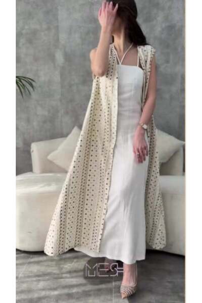 MESH sa Embroidered Two-Piece Jalabiya