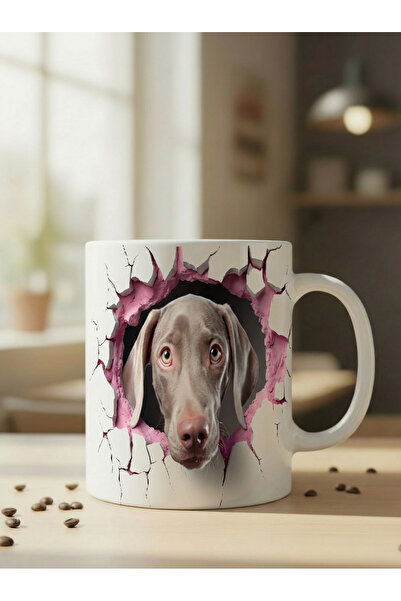 NİVRA GRUP Cute Dog Themed 3D Printed Porcelain Mug Cup