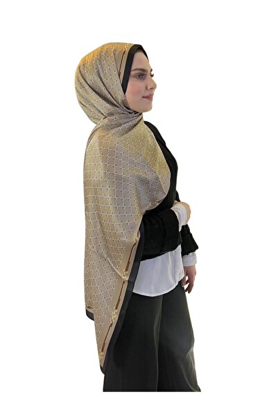 PİRAMİT CELİNE C DESEN VUAL İPEK ŞAL SİYAH GOLD