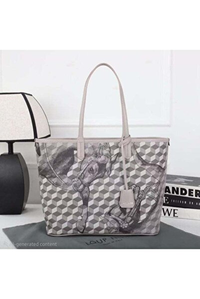 Generic Tote Shoulder Bag, Geometric/Horse Print