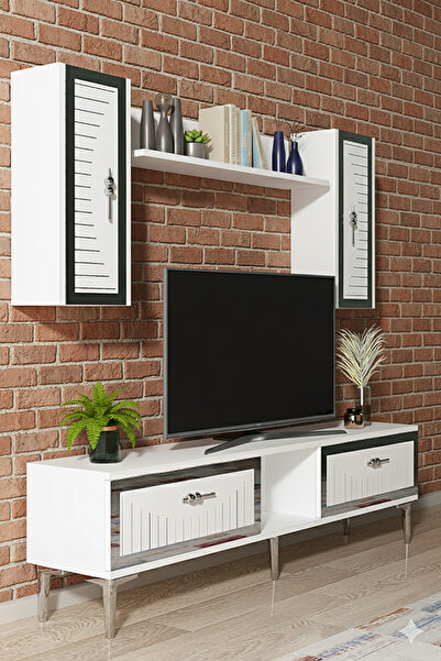 YUMEDİ DESİGN TVR1501BS - KEREM TV ÜNİTESİ TAKIMI 150CM BEYAZ-SİLVER