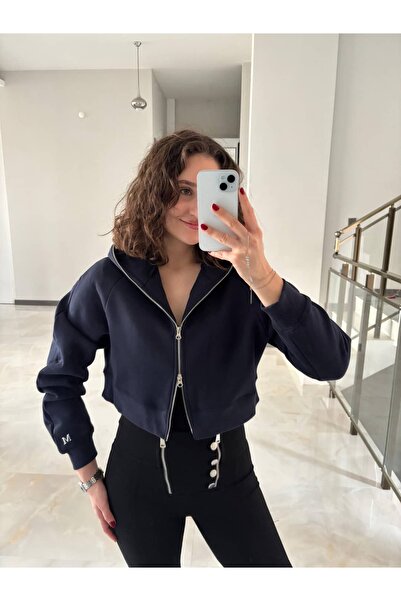 Sude Kızanlıklı M Embroidery Three Thread Sh Fleece-Lined Double Zipper Hoodie