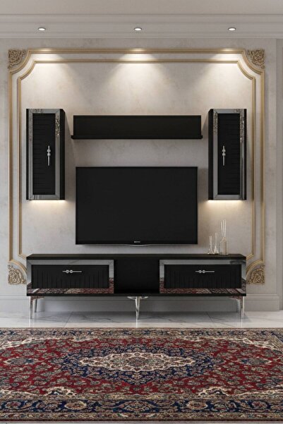 YUMEDİ DESİGN TVR1501AS - KEREM TV ÜNİTESİ TAKIMI 150CM ANTRASİT-SİLVER