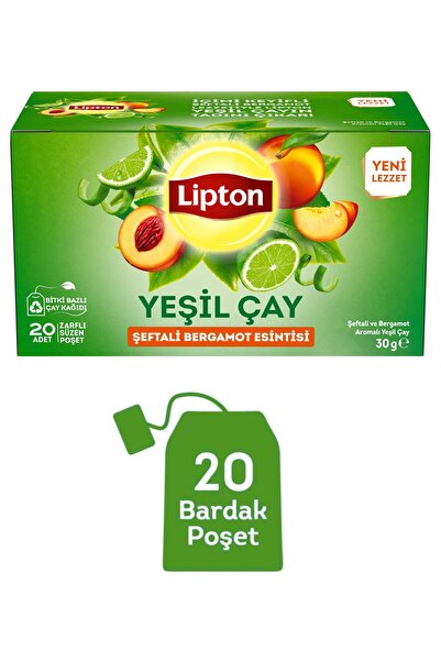 Lipton Şeftali ve Bergamot Aromalı Yeşil Çay 20li