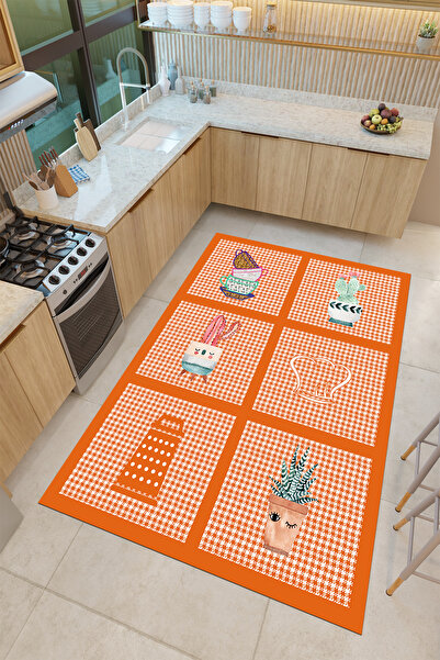 THEMODERNHANE Dijital Baskılı Yıkanabilir Kaymaz Tabanlı Dekoratif Salon Mutf...