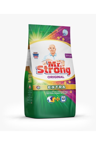 Mr. Strong مسحوق غسيل أصلي - عبوة عائلية قليلة الرغوة - 50 غسلة
